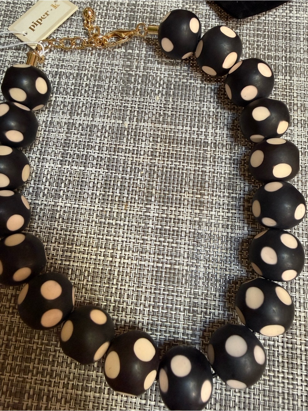 Piper K 🖤Limited Release🖤Black and Cream Polka Dot Beaded Necklace